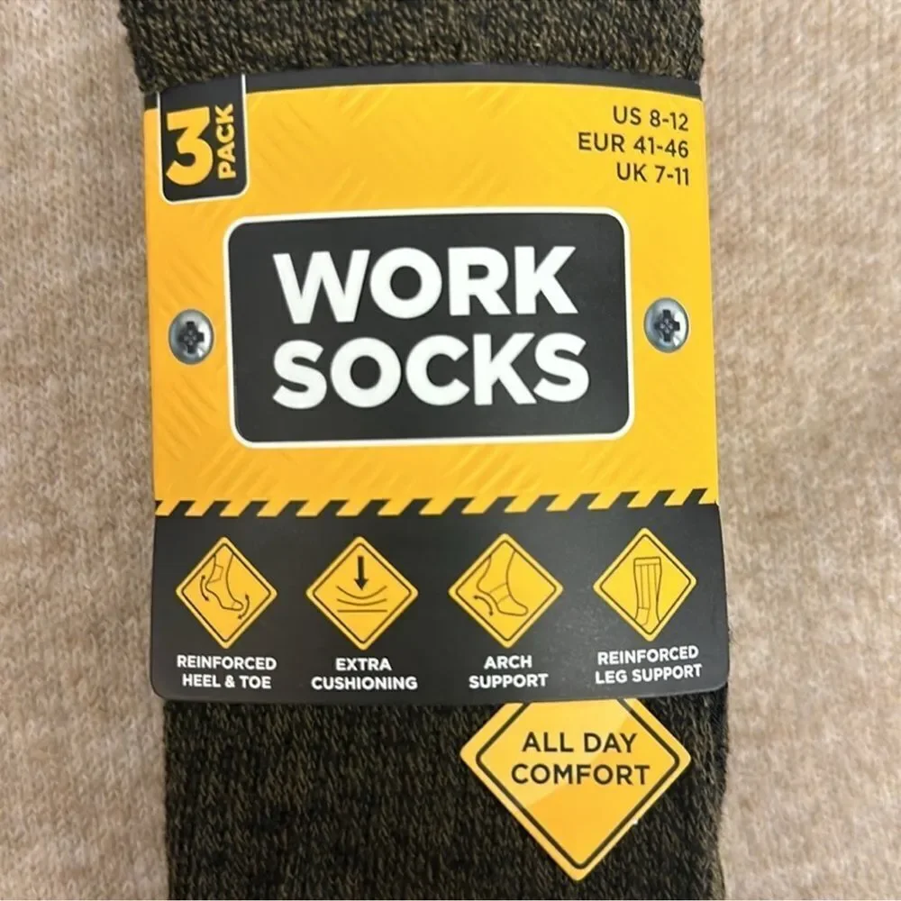 The ORRSUM Sock co. Unisex WORK SOCKS PACK OF 3 Black Heather Neon Green Yellow